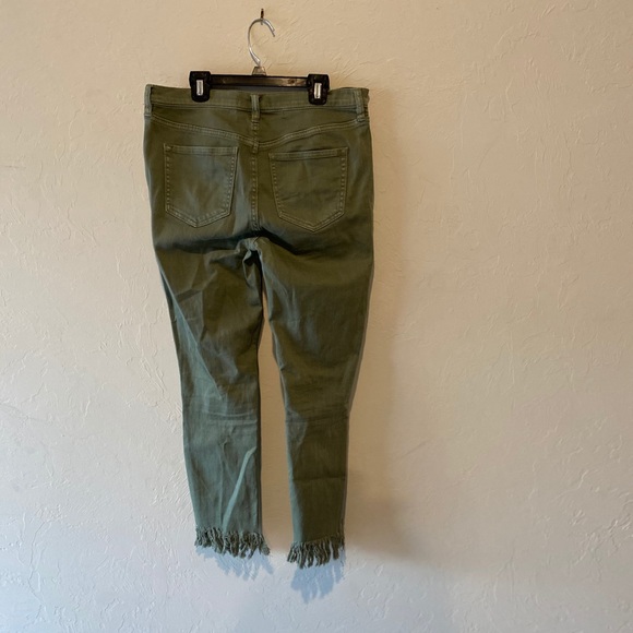 Free People Olive Green ankle crop fringe jeans 28 - Picture 3 of 8